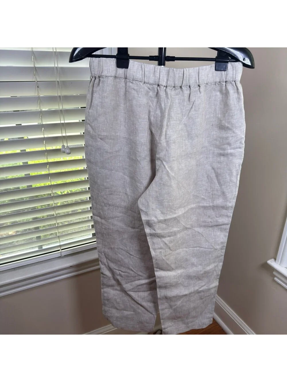 Quince 100% European Linen Tapered Ankle Pants Flax Beige Size Medium NWOT